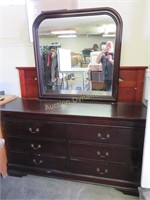 Six Drawer Dresser w/ Mirror