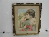 Vintage Framed Cupid Picture