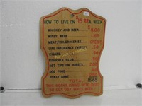 Wood Sign, How to Live on $15 a week