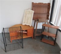 (6) Pieces of furniture including 3 tier wire