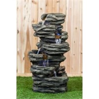 7 Level Slate Stone Fountain with Light