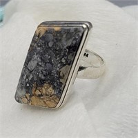 925 SILVER MARKED & ASTROPHYLLITE RING SZ 8