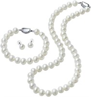 CICILIYA 18" Genuine Pearl Jewelry Set-READ