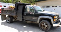 1999 GMC 3500HD 1 Ton Dump Truck w/ 9' Plow