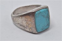 Sterling Silver & Turquoise Ring - Size 10