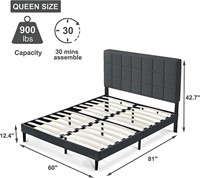 SECRETLAND Queen Bed with Headboard, Platform