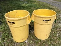Two Rubbermaid Brute Waste Cans