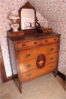 Antique Mahogany Dresser & Lamp