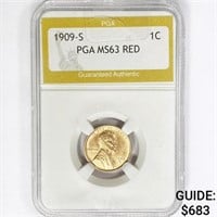1909-S Wheat Cent PGA MS63 RED