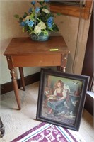 Antique Side Table & Print