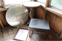 Plant Stand, Footstool, Mirror