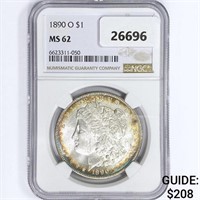 1890-O Morgan Silver Dollar NGC MS62