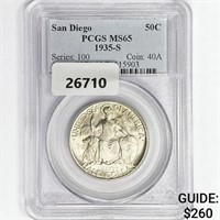 1935-S San Diego Half Dollar PCGS MS65