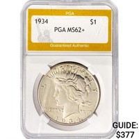 1934 Silver Peace Dollar PGA MS62+