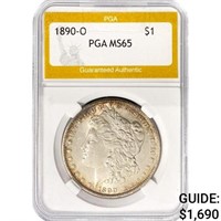 1890-O Morgan Silver Dollar PGA MS65