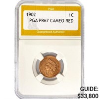 1902 Indian Head Cent PGA PR67 CAMEO, RED