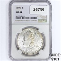 1898 Morgan Silver Dollar NGC MS62