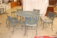 Wrought Iron Garden Tables, Chairs & Bench