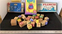 Vintage toy collection, wooden  blocks, nick,