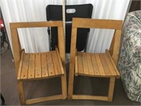 1 Cosco Folding Chair and 2 Wooden Chairs