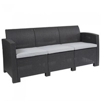 Flash Furniture Dark Gray Faux Rattan Sofa