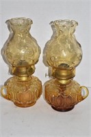 Vintage LE Smith Amber Moon Stars Oil Lamps