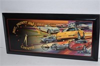 Vintage Chevy Corvette Lacquer Clock. Tested.
