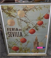 Feria de Sevilla Mayo de 1962 Framed Vtg Poster