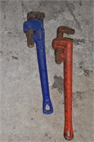 Two Heavy Duty Pipe Wrenches