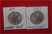 1917 & 1918-S Walking Liberty Half Dollars