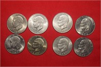 (8) Eisenhower Dollars 1971 to 1978D Mix