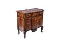 FRENCH TRANSITIONAL MARBLE TOP COMMODE