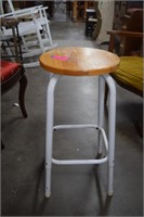 Wood and Metal Stool 13" Round 25" High