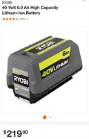Ryobi 40v 6ah battery