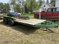 Trailer with ramps, wood bed, tandem axle