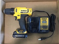 DeWalt cordless 12 v drill with battery and