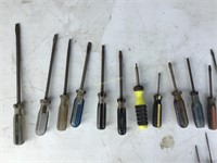 Screwdrivers assorted, vise grips, awls,