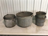 Galvanized bushel basket, galvanized buckets