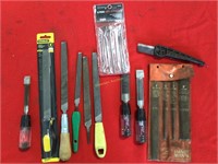 Files, hook and pick set, utility knife