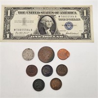 Silver Certificate + Large & Indian Head Cents Etc