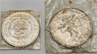 2 Silver Mexican Coins 1960's