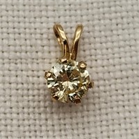 14K Gold Pendant Pale Yellow Diamond
