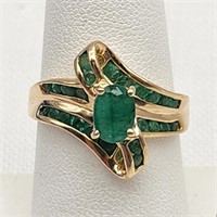 10K Gold Emeralds Ring