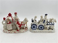 Porcelain Horse Drawn Carriage Figurines