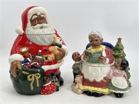 Black Santa & Mrs. Claus Christmas Cookie Jars