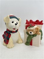 Puppy Dog & Teddy Bear Christmas Cookie Jars