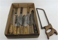Butcher Knives, Steel + Meat Saw