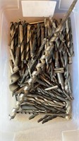 Tub lot of drill bits , over 75, different sizes
