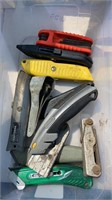 Tub lot of utility knives , 2 Allen wrench sets