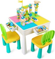 Kids Table and Chairs Set with 100PCS Blocks- READ